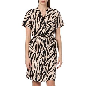 OBJECT Blousejurk OBJJACIRA met Zebraprint en Ceintuur Zwart/ Wit