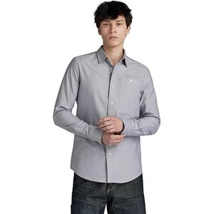 G-STAR RAW Bristum 2.0 Slim Shirt Ls T-shirts voor heren, Veelkleurig (Correct Grey/White Oxford D23553-c895-c760)