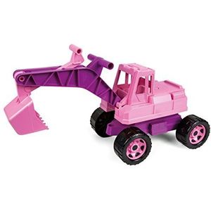 Lena 02137 - Starke Riesen graafmachine, Giga Trucks zandgraafmachine ca. 80 cm, stabiele 360 graden draaibare schepradgraafmachine, XXL bouwvoertuig met schep, voor meisjes vanaf 3 jaar, roze