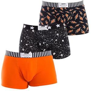 DIM Vibes Cotton Stretch x3 boxershorts voor heren (3 stuks), Zwart marmer/DIM vlam/oranje vlam