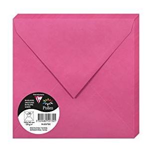 Clairefontaine 5573C – verpakking met 20 enveloppen, met rubber, vierkant, 16,5 x 16,5 cm, 120 g/m², kleur: roze, fuchsia, uitnodigingen voor evenementen en perfecte pasvorm – serie pollen – premium papier glad