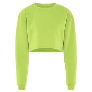Libbi Pull à manches longues pour femme 100% polyester, col rond, vert citron, taille XXL, Citron vert aigre, XXL