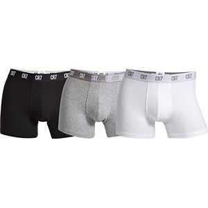 CR7 Cristiano Ronaldo - BASIC - Boxershorts voor heren, 3 stuks, wit/grijs/zwart, maat L (CR7-JBS-8100-49-633-L)