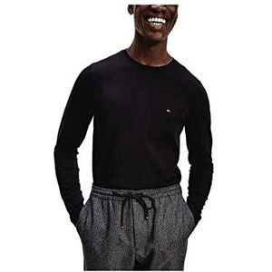 Tommy Hilfiger Heren stretch slim fit T-shirt met lange mouwen, Zwart, M