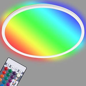 Briloner Led-verlichting, plafondlamp, dimbaar, RGB-kleurfunctie, achtergrondverlichting met afstandsbediening, 15 W, 1850 lumen, 4000 K, wit, Ø 29,3 cm