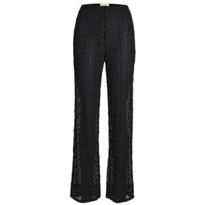 JACK & JONES Jxleah Lace Reg Straight Hw Pants Jrs stoffen broek voor dames, zwart.