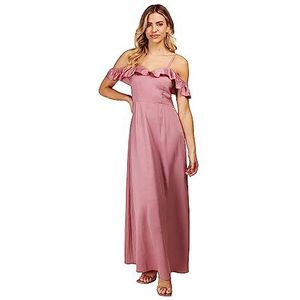 Little Mistress Roze satijn maxi bruidsmeisjesjurk dames, Rozenkwarts.