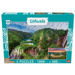 Goliath - Puzzel voor volwassenen – collectie Ushuaïa, 2 puzzels: Chutes de Plitvice, Kroatië – 1000 stukjes) en Lac Skadar (Montenegro – 500 stukjes)