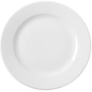 HENDI Set van 12 platte borden, versterkte rand, hoogwaardige lak, hoge slag- en slijtvastheid, magnetronbestendig, vaatwasmachinebestendig, Ø 160 mm, van wit porselein