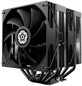 ENERMAX ETS-TD60D Dual Tower CPU-koeler, digitaal display, 2 PWM-ventilatoren, FDB TDP 250W+, 6 x 6 mm composiet heatpipes, met Dow Corning TC-5888 Intel LGA1851/1700/115x AMD AM5/AM4