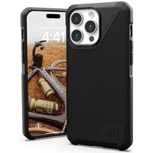 URBAN ARMOR GEAR Metropolis LT Case compatibel met Apple iPhone 15 Pro Max [Bescherming volgens militaire normen, compatibel met draadloos opladen (Qi) / magnetisch] kevlar zwart