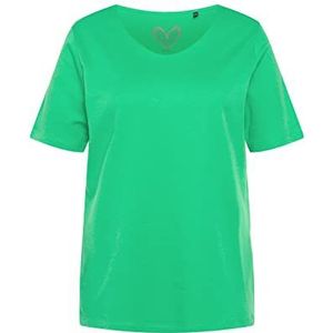 Ulla Popken Shirt, dubbellaags, dun, ronde hals, lange mouwen, dames-T-shirts, Gras Groen