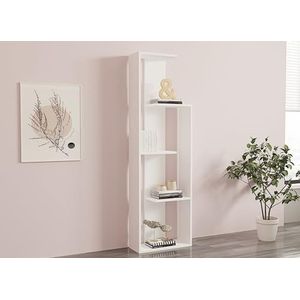 Hanah Home Boekenrek in Scandinavische stijl, wit, 50 x 160 x 19,6 cm, 100% melamine, dikte 18 mm, wandmontage, meerdere planken, elegante opbergoplossing