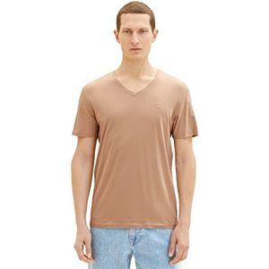 TOM TAILOR Basic T-shirt met V-hals voor heren, 10690 - Gebreid marineblauw