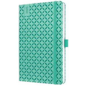 SIGEL J5127 Jolie Agenda semainier 2025, environ A5, vert menthe, couverture rigide, élastique, passant pour stylo, poche plaquée, 174 pages, en papier durable, agenda