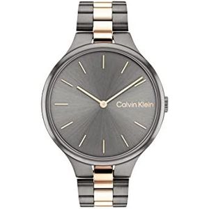 Calvin Klein 25200127 Analoog kwartshorloge voor dames met armband van roestvrij staal in twee kleuren, grijs., armband