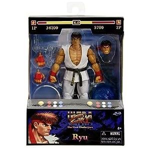 Jada - Street Fighter II Ryu, beweegbaar figuur, 15 cm, met verwisselbare handen en hoofd, accessoires en 20 beweegbare punten (253252025)