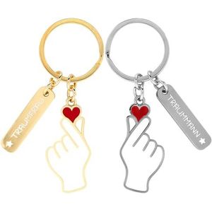 GRUSS & CO 48537 Sleutelhanger voor twee droomman, droomvrouw | Set van 2 hangers met sleutelring en bedel | Cadeau voor twee, voor koppels | 48537