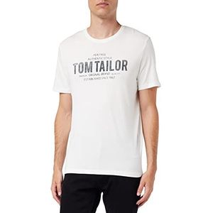 TOM TAILOR Heren T-shirt met logo print, 29767 Russisch grijs