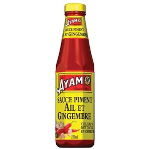 AYAM Chilisaus, knoflook en gember, kruidig, 99% zonder vet, authentieke aroma's uit Azië, hoge kwaliteit, gezonde voeding, glutenvrij, zonder conserveringsmiddelen, 270 ml, 1 stuk