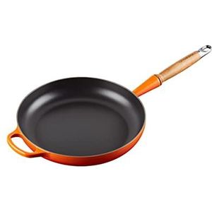 Le Creuset Signature gietijzeren koekenpan met houten handvat 28 cm Vulkaan