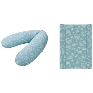 Rotho Babydesign Stijlkussen, multiset, 190 x 35 cm, aankleedkussen met sluitringen, 70 x 50 cm, vanaf 0 maanden, Gingko