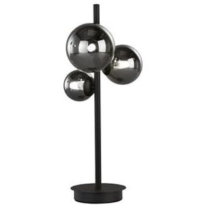 Fischer & Honsel Bala 50665 tafellamp rookglas zwart zand hoogte 48 cm diameter 27,5 cm wandbereik: 22 cm snoerschakelaar 3 x G9 LED 3W 2700K 900lm efficiëntieklasse