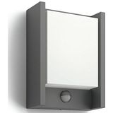 Philips Arbour Buitenwandlamp met Sensor - Antraciet - 6 W - Warmwit licht - Eenvoudige installatie. - Geïntegreerde LED-lamp