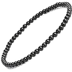 Apocalyptic-K 2 stuks enkelbandjes van zwarte steen voor dames, 4 mm, 2 stuks zwarte toermalijn enkelbandjes, Steen