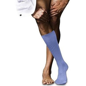 FALKE Heren nr. 13 lange sokken ademend katoen lichte glans versterkte platte teennaad effen teen hoge kwaliteit elegant voor kleding en werk 1 paar, Blauw (Arcticblue 6367)