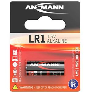 ANSMANN LR1 alkaline batterij (1 stuk) - 1,5 V alkaline batterij voor zakrekenmachine, wandklok, externe garageopening enz. - Wegwerpbatterij met hoge prestaties