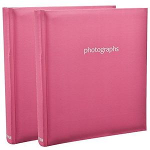 Arpan 2 x 18 cm grote fotoalbums voor 120 foto's met indexpagina en dvd-hoesjes, roze