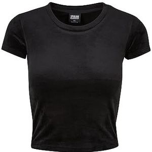 Urban Classics Dames fluwelen cropped T-shirt dames T-shirt, zwart.