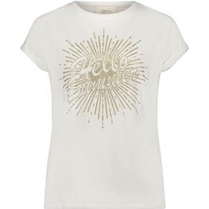 Cartoon T-shirt pour femme, 100% coton, Patch crème/doré, 44