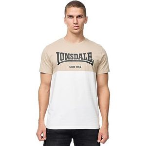 Lonsdale Sandscove T-shirt voor heren, Zand/gebroken wit/zwart