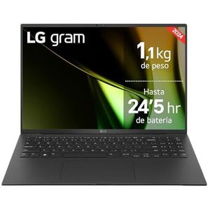LG gram 16Z90S-G laptop, Intel Cora Ultra 7, Windows 11 Home, 16 GB RAM, 512 GB SSD, 1,1 kg, 24,5 uur batterijduur, zwart