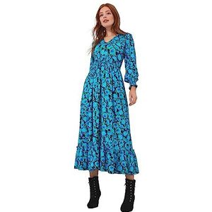 Joe Browns Robe en jersey mi-axi à taille froncée super douce pour femme, bleu, 34