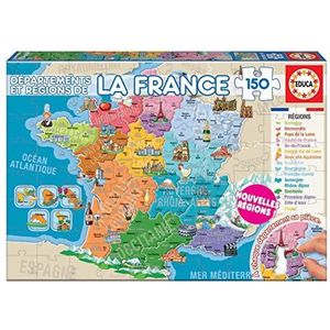 Departments and Regions of France Plat Map Puzzle (150 Pieces)