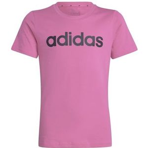 adidas Junior Girls Essentials Linear Logo Cotton Slim Fit T-shirt met korte mouwen voor meisjes, meerkleurig (pulse magenta/zwart), 13-14 jaar