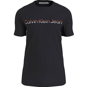Calvin Klein Jeans Institutioneel gemengd T-shirt voor heren, zwart/verbrande klei/glanzend wit
