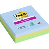 Post-it 3 stuks super kleverige notitieblokken, 70 vellen per blok, 101 mm x 101 mm, blauw, groen, extra zelfklevende notities voor notities, to-do-lijsten en herinneringen