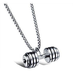 bigshopDE Halsketting roestvrij staal halter fitness mannen ketting sieraden, Geen edelsteen