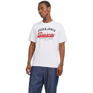 JACK & JONES Jjelogo Ss Ss25 Sn T-shirt met ronde hals en 2 hals voor heren, Wit
