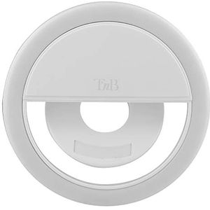 T'NB Selfie Ring Light, ronde lichtring, compatibel met elke smartphone, lichtverspreiding, verschillende helderheidsniveaus, foto, video, ideaal voor YouTube, TikTok, Instagram, wit