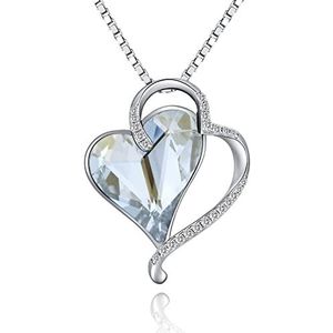 jiamiaoi Hartketting, hart hanger, dames hart hanger, hart zilver, hartvormige halsketting van 925 sterling zilver met AAAAA zirkonia diamant mama ketting