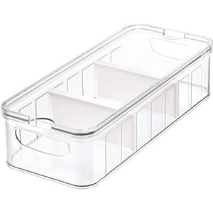 iDesign koelkast voorraaddoos (37,6 cm x 16,1 cm x 9,6 cm), grote BPA-vrije kunststof voedseldoos, bewaardoos voor keuken of koelkast, transparant