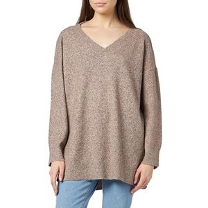 VERO MODA Vmdoffy Ls Ga Boo lange trui met V-hals voor dames, Bruin Lenzen/detail: gemengd