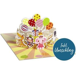 bsb Grappige verjaardagskaart met verjaardagswensen - pop-up kaart - grappige dieren - oranje envelop
