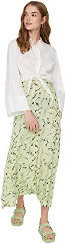 Trendyol Trendyol Dames Jeugd Maxi A-lijn Regular Stof Modesto Rok Dames Rok (1 stuk), Groen