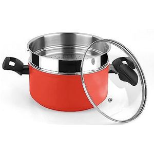 Fagor 78547 snelkookpan Maxima + deksel + steamer, aluminium, meerkleurig, diameter 20 cm, staal, rood